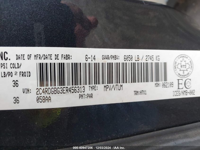 VIN 2C4RDGBG3ER456313 2014 DODGE GRAND CARAVAN no.9