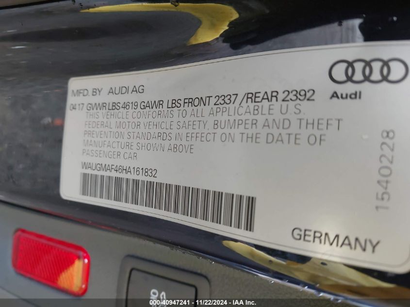 2017 AUDI A4 2.0T ULTRA PREMIUM - WAUGMAF46HA161832