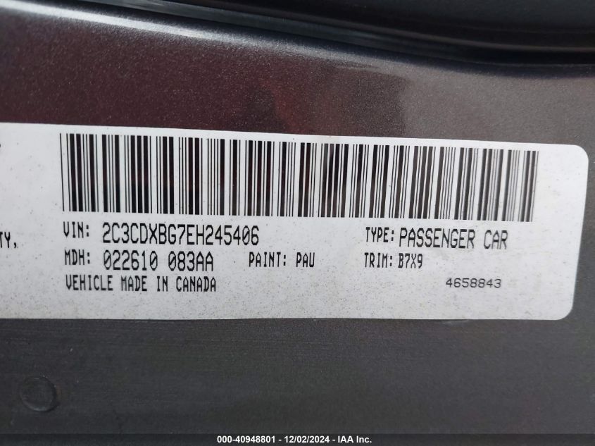 VIN 2C3CDXBG7EH245406 2014 Dodge Charger, SE no.9