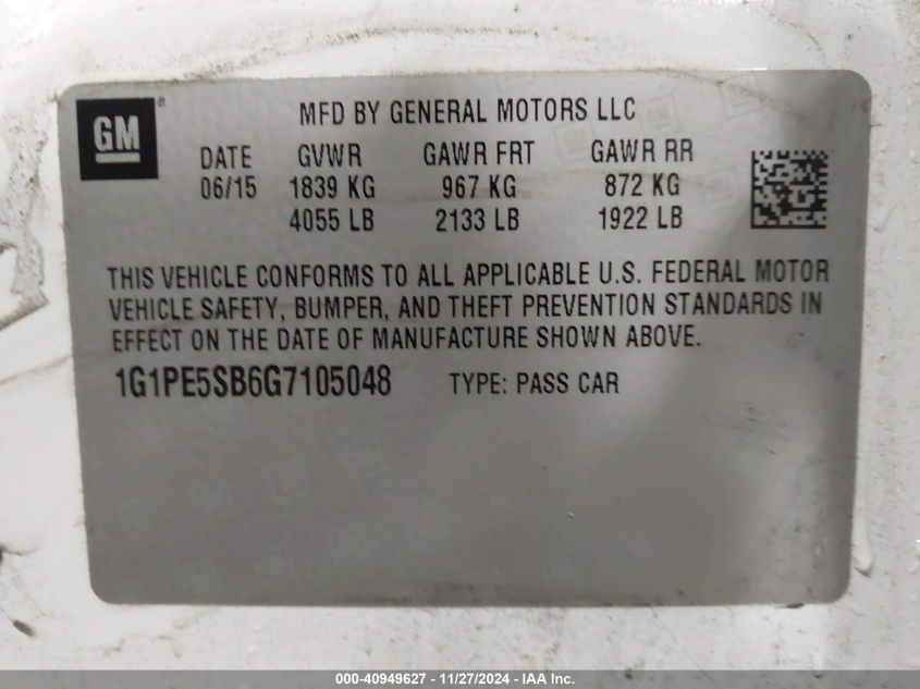 2016 CHEVROLET CRUZE LIMITED LT - 1G1PE5SB6G7105048