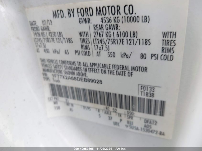 VIN 1FT7X2A68DEB89028 2013 FORD F-250 no.9