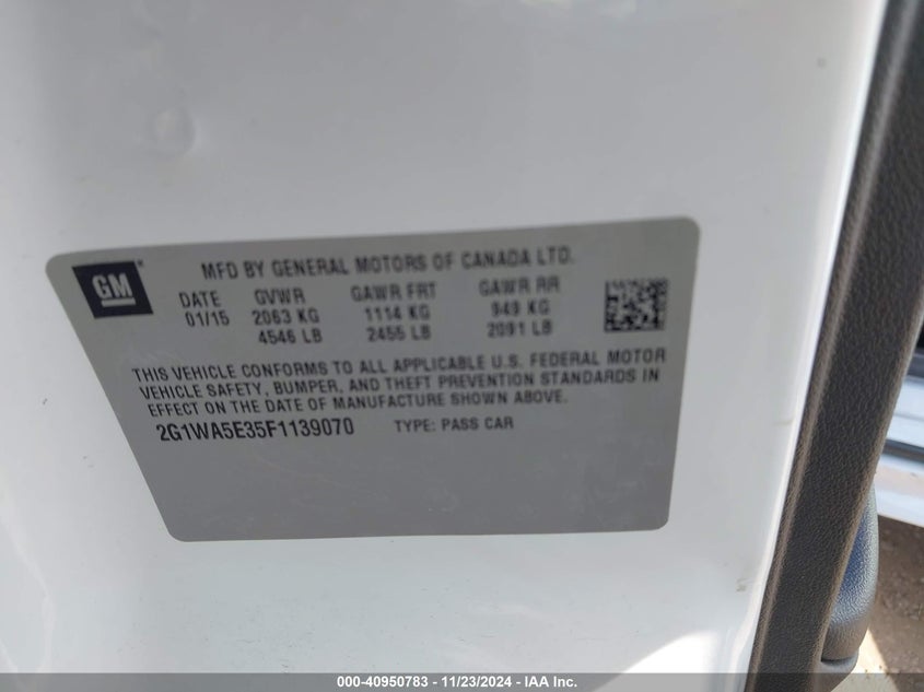 2015 CHEVROLET IMPALA LIMITED LS - 2G1WA5E35F1139070