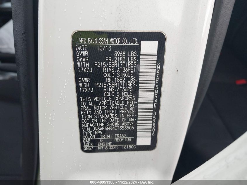 2014 NISSAN JUKE SV - JN8AF5MR4ET353506