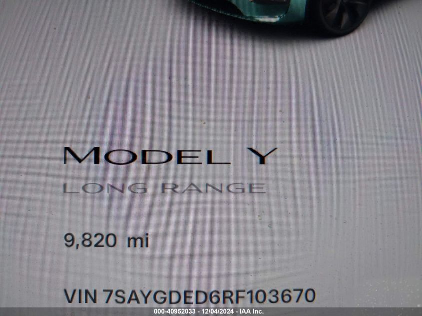 2024 TESLA MODEL Y LONG RANGE DUAL MOTOR ALL-WHEEL DRIVE/RWD - 7SAYGDED6RF103670