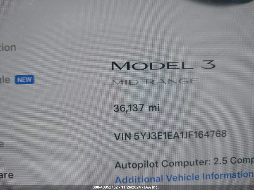 VIN 5YJ3E1EA1JF164768 2018 Tesla Model 3, Long Rang... no.16