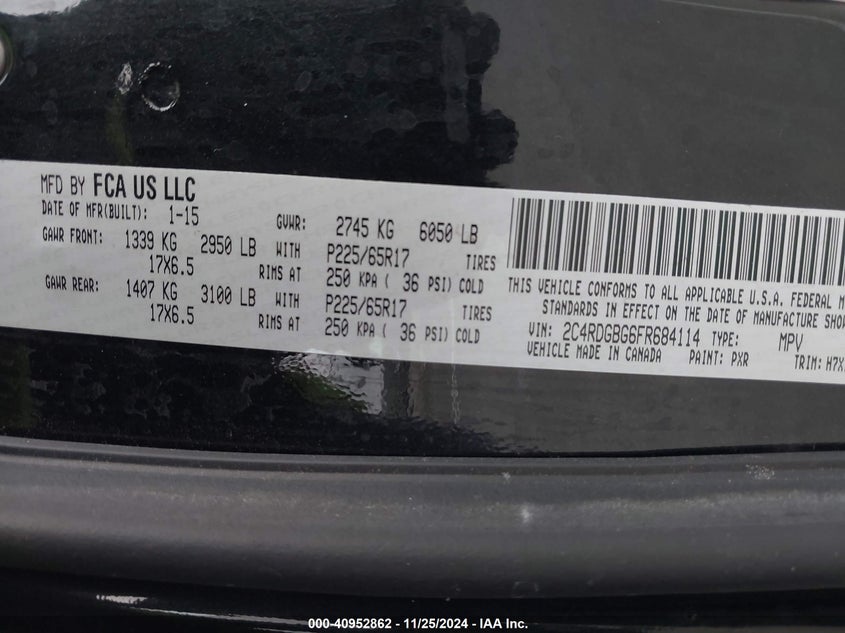 2015 DODGE GRAND CARAVAN SE - 2C4RDGBG6FR684114