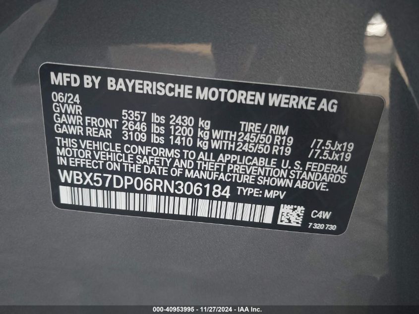 VIN WBX57DP06RN306184 2024 BMW X3, Xdrive30I no.9