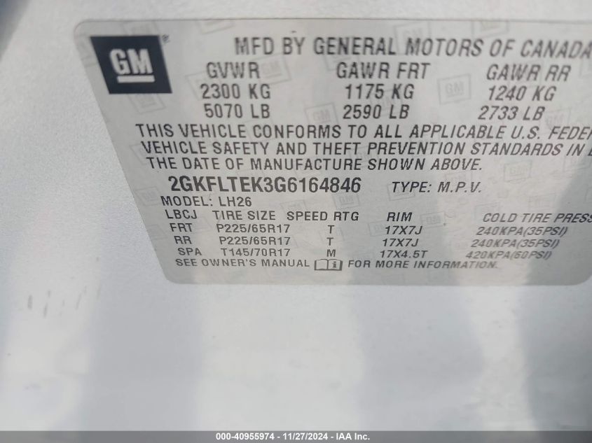 VIN 2GKFLTEK3G6164846 2016 GMC Terrain, Sle-2 no.9