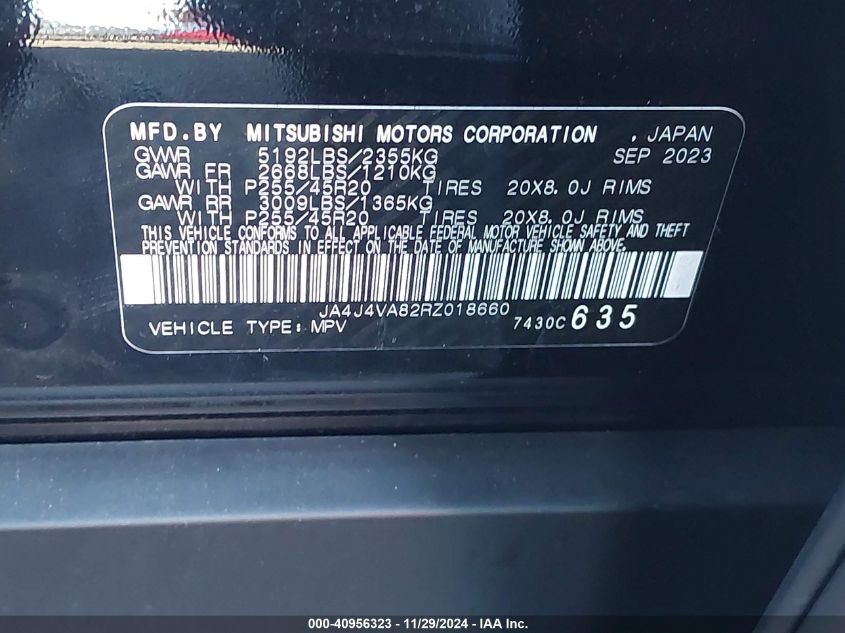 VIN JA4J4VA82RZ018660 2024 MITSUBISHI OUTLANDER no.9