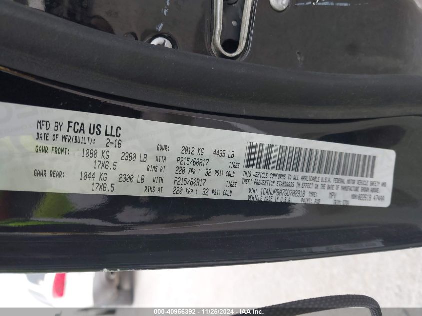 2016 JEEP PATRIOT SPORT SE - 1C4NJPBA7GD702918