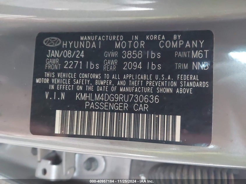 2024 HYUNDAI ELANTRA VIN: KMHLM4DG9RU730636