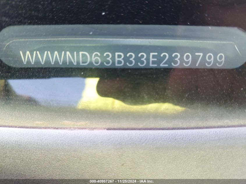 2003 Volkswagen Passat Gl VIN: WVWND63B33E239799 Lot: 40957267