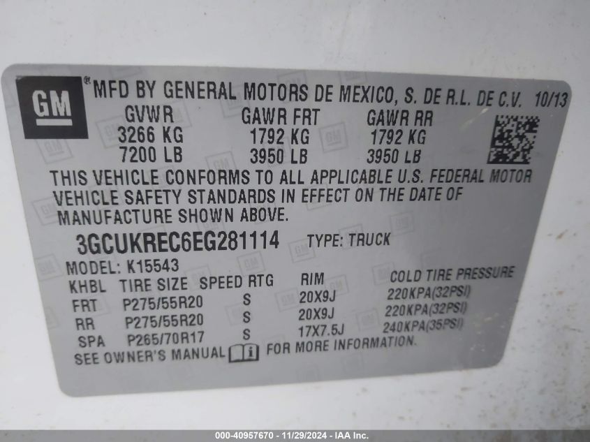 VIN 3GCUKREC6EG281114 2014 Chevrolet Silverado 1500... no.9