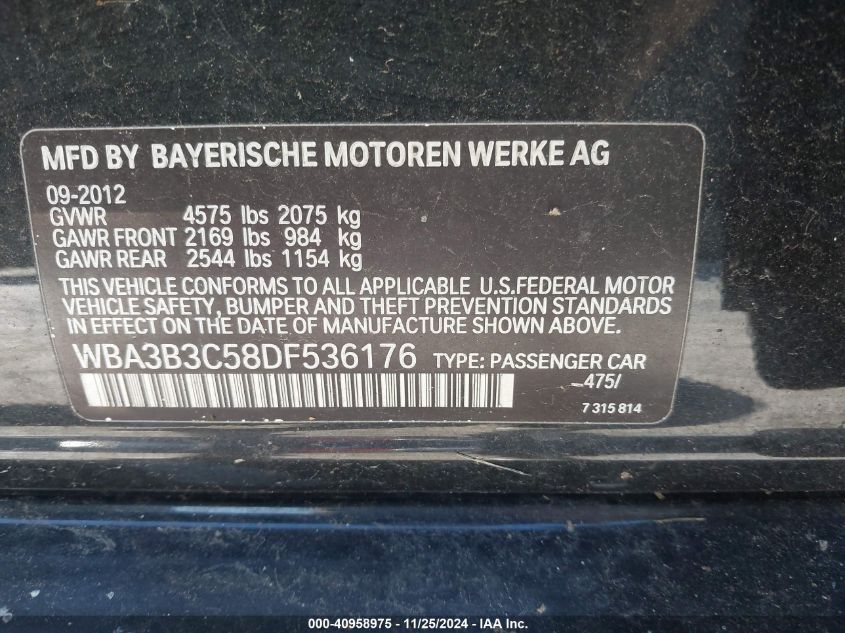 VIN WBA3B3C58DF536176 2013 BMW 3 Series, 328I Xdrive no.9