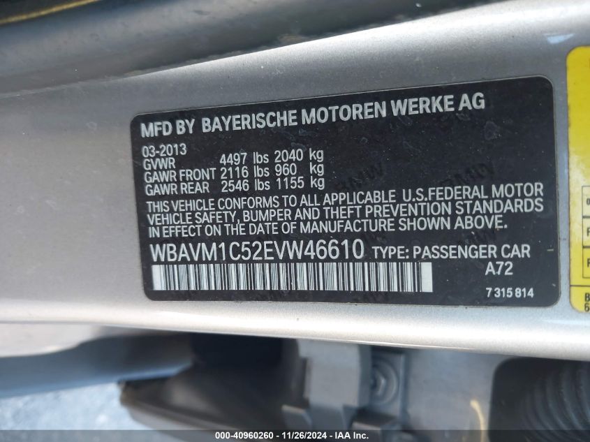 VIN WBAVM1C52EVW46610 2014 BMW X1, Sdrive28I no.9