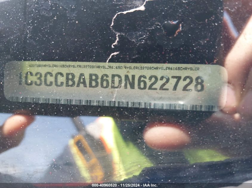 2013 Chrysler 200 Lx VIN: 1C3CCBAB6DN622728 Lot: 40960520
