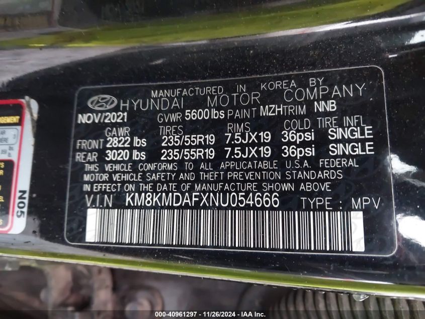 VIN KM8KMDAFXNU054666 2022 Hyundai Ioniq 5, SE no.9