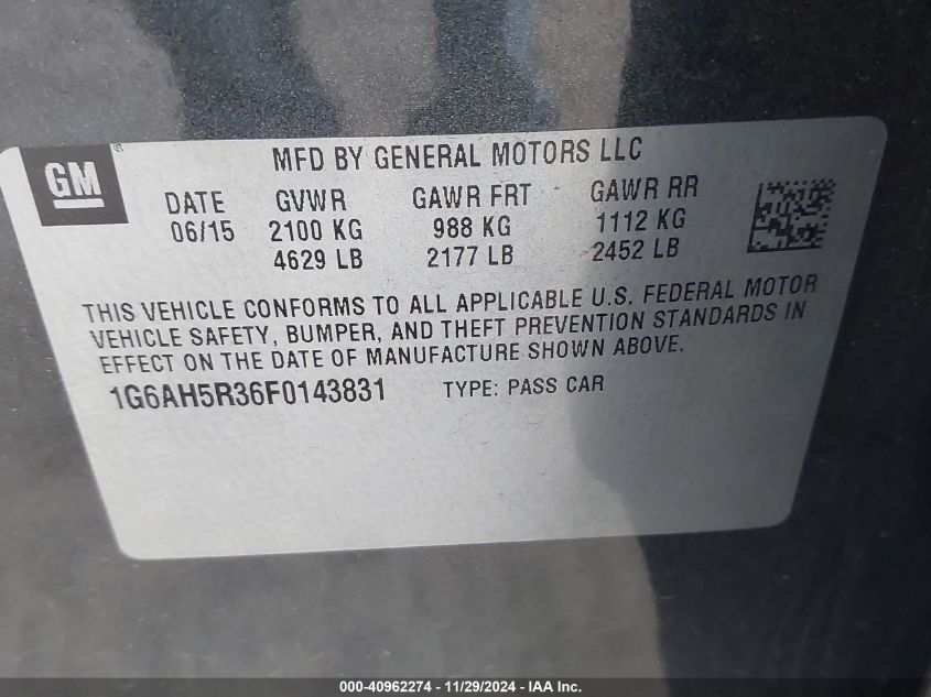 2015 CADILLAC ATS LUXURY - 1G6AH5R36F0143831