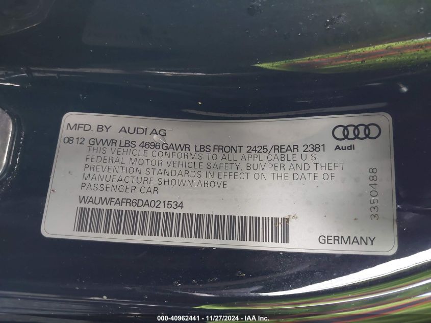 VIN WAUWFAFR6DA021534 2013 Audi A5, 2.0T Premium no.9