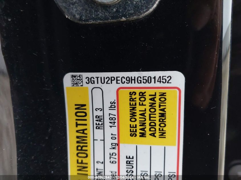 2017 GMC Sierra 1500 Denali VIN: 3GTU2PEC9HG501452 Lot: 40962643