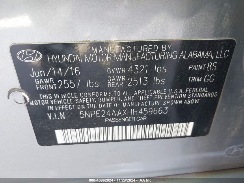 2017 HYUNDAI SONATA ECO - 5NPE24AAXHH459663