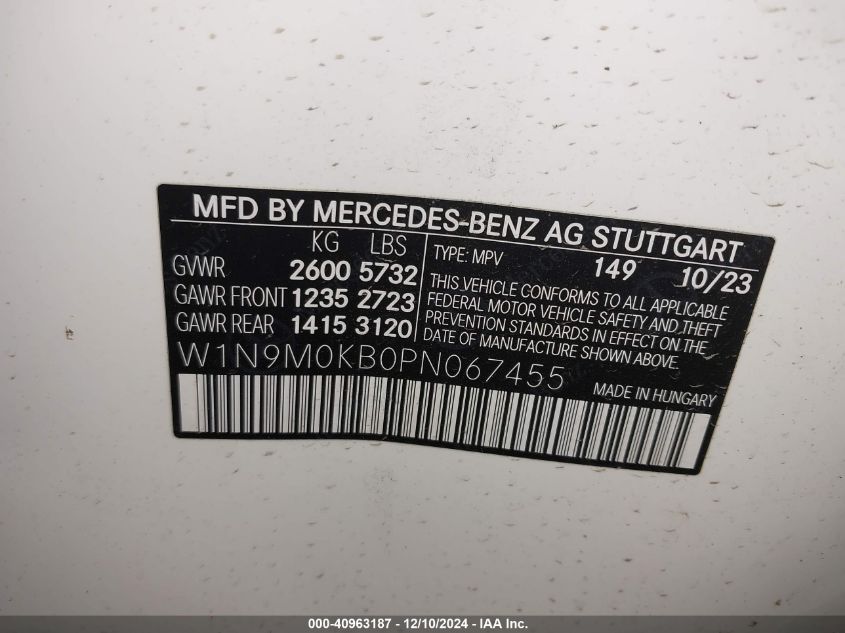 VIN W1N9M0KB0PN067455 2023 MERCEDES-BENZ EQB 300 SUV no.8