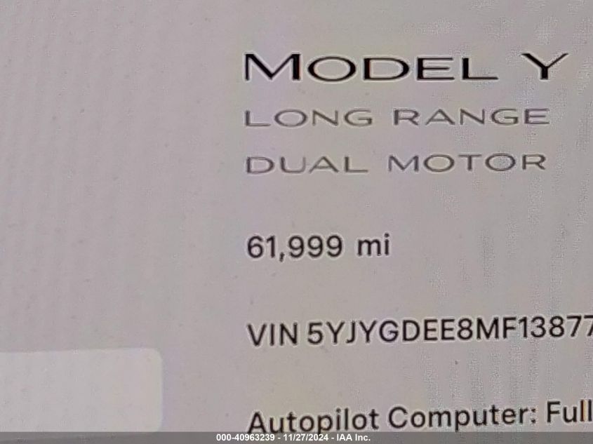 VIN 5YJYGDEE8MF138774 2021 TESLA MODEL Y no.14