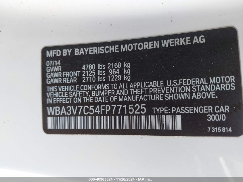 VIN WBA3V7C54FP771525 2015 BMW 428I no.9