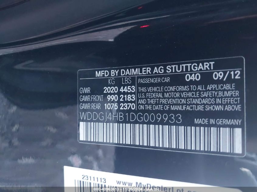 VIN WDDGJ4HB1DG009933 2013 MERCEDES-BENZ C 250 no.9