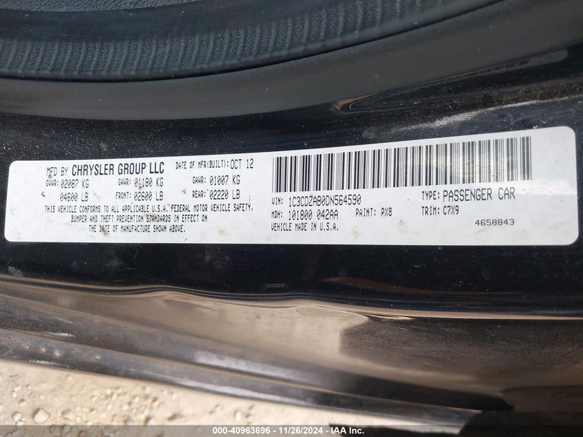 2013 DODGE AVENGER SE - 1C3CDZAB0DN564590