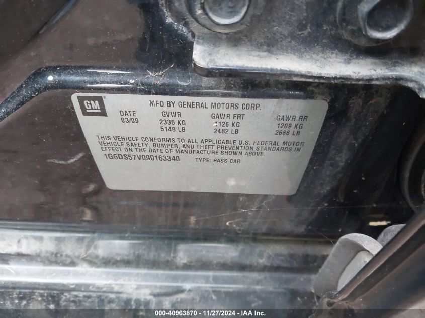 2009 Cadillac Cts Standard VIN: 1G6DS57V090163340 Lot: 40963870