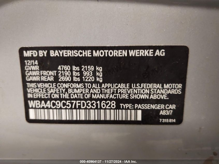 VIN WBA4C9C57FD331628 2015 BMW 428 Gran Coupe, Xdrive no.9