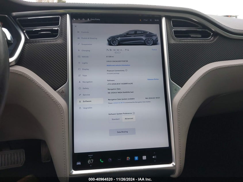 2013 TESLA MODEL S VIN: 5YJSA1AG9DFP08729