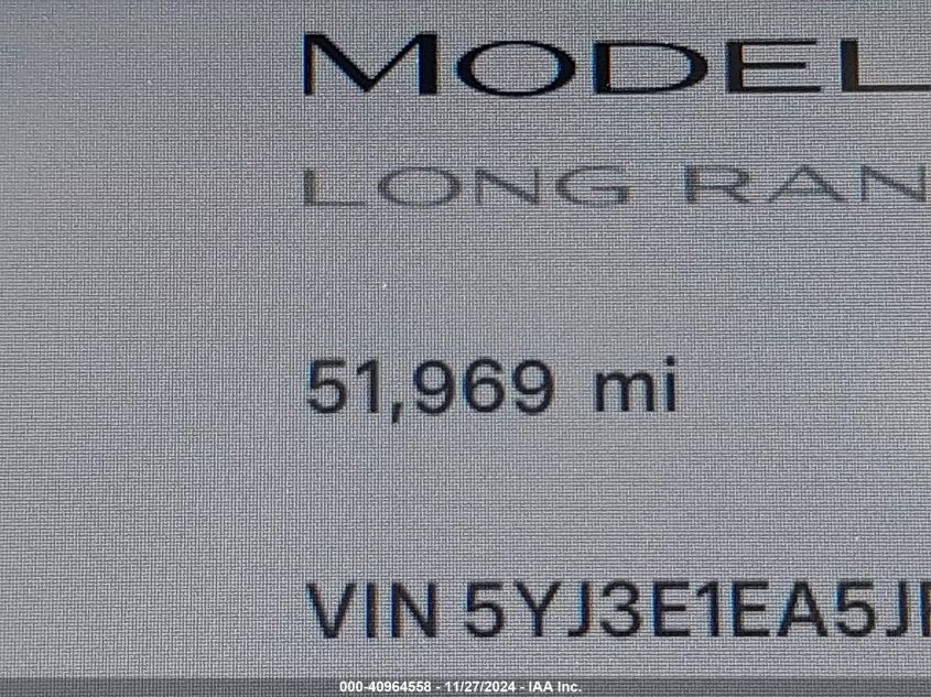 2018 TESLA MODEL 3 LONG RANGE/MID RANGE - 5YJ3E1EA5JF026327