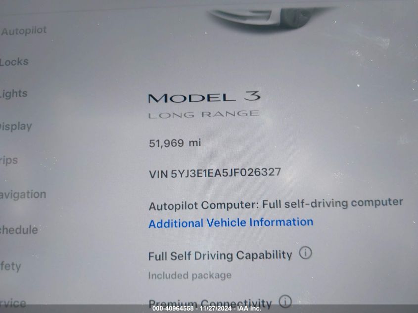 2018 TESLA MODEL 3 LONG RANGE/MID RANGE - 5YJ3E1EA5JF026327