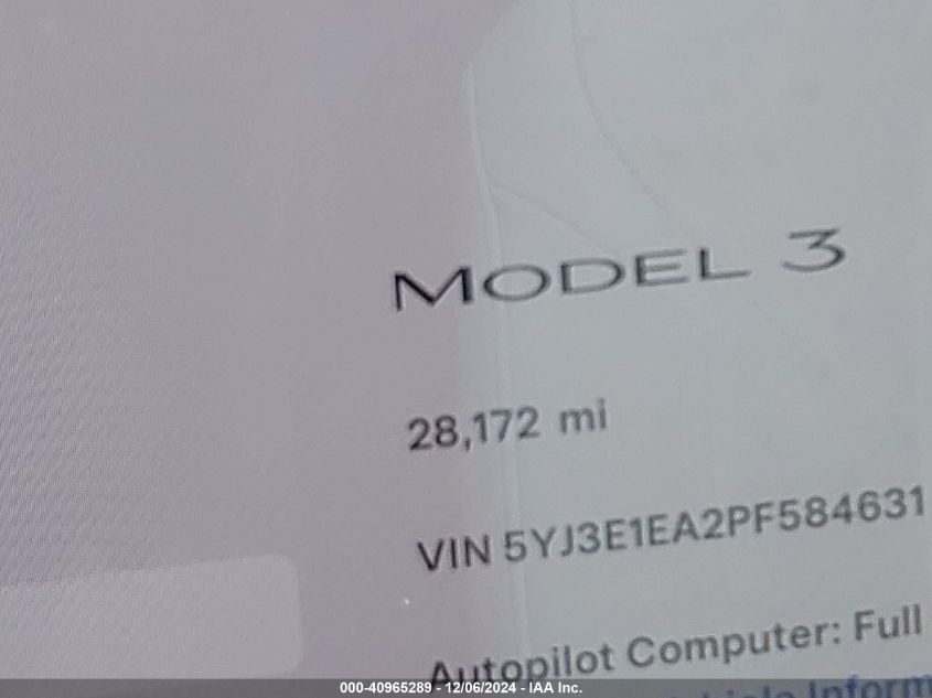 VIN 5YJ3E1EA2PF584631 2023 TESLA MODEL 3 no.16