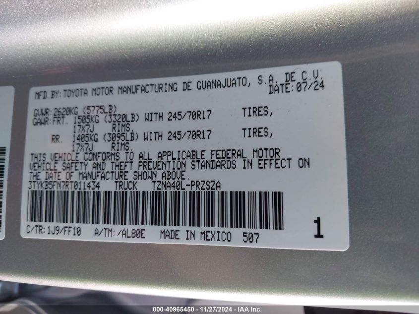 VIN 3TYKB5FN7RT011434 2024 TOYOTA TACOMA no.9