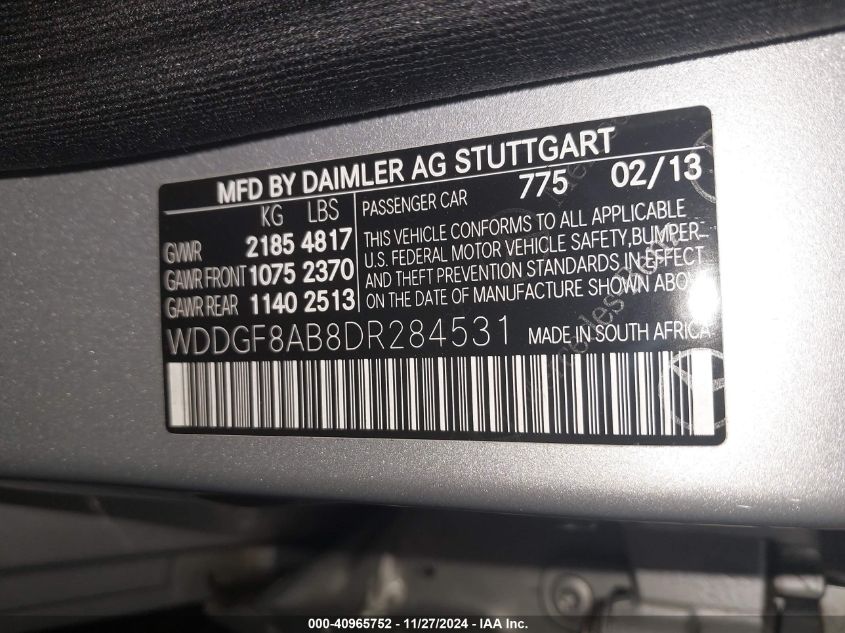 VIN WDDGF8AB8DR284531 2013 Mercedes-Benz C 300, Lux... no.9