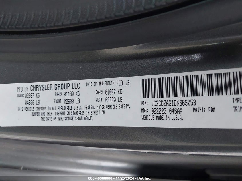 2013 DODGE AVENGER SE V6 - 1C3CDZAG1DN669053