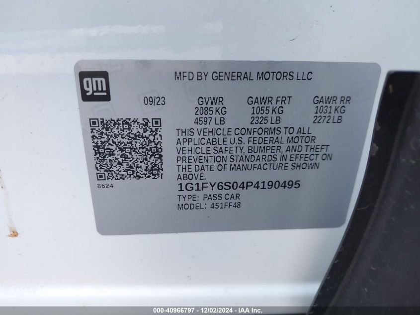 VIN 1G1FY6S04P4190495 2023 CHEVROLET BOLT EUV no.9