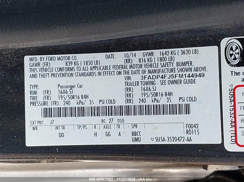 2015 FORD FIESTA TITANIUM - 3FADP4FJ5FM144949