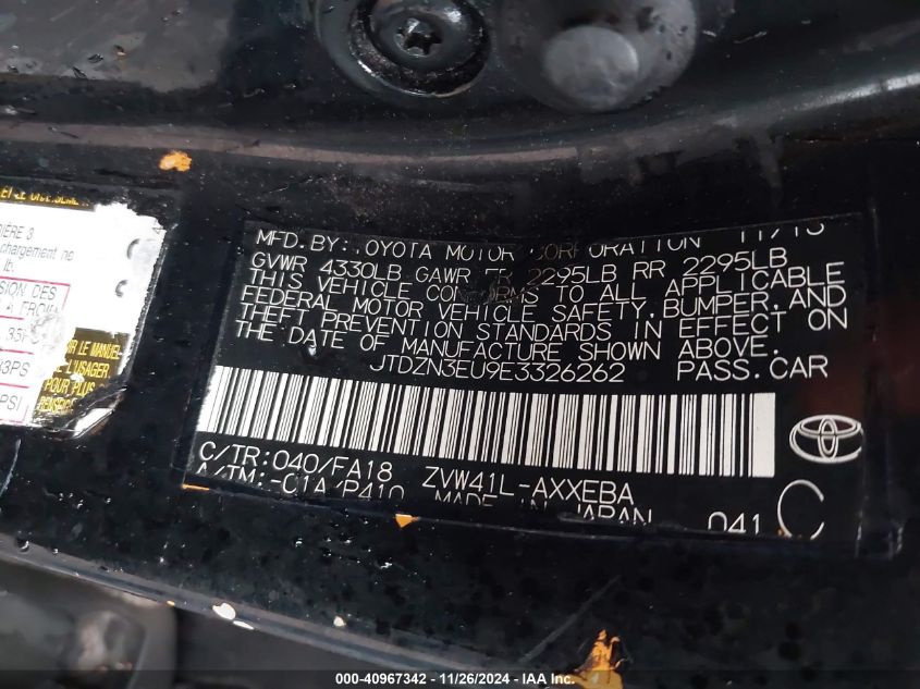 VIN JTDZN3EU9E3326262 2014 Toyota Prius, V Two no.9