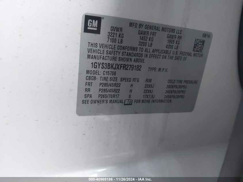 2015 CADILLAC ESCALADE LUXURY - 1GYS3BKJXFR279182