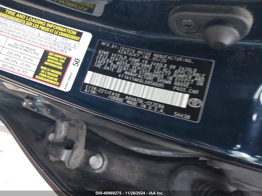 2020 TOYOTA CAMRY VIN: 4T1A11AK6LU956695