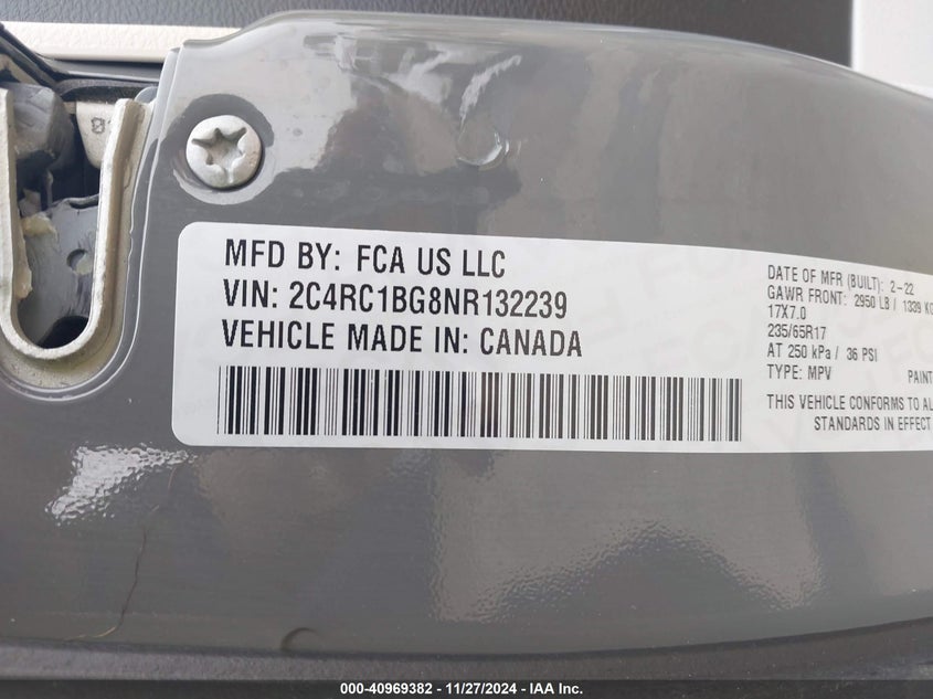 2022 CHRYSLER PACIFICA TOURING L - 2C4RC1BG8NR132239