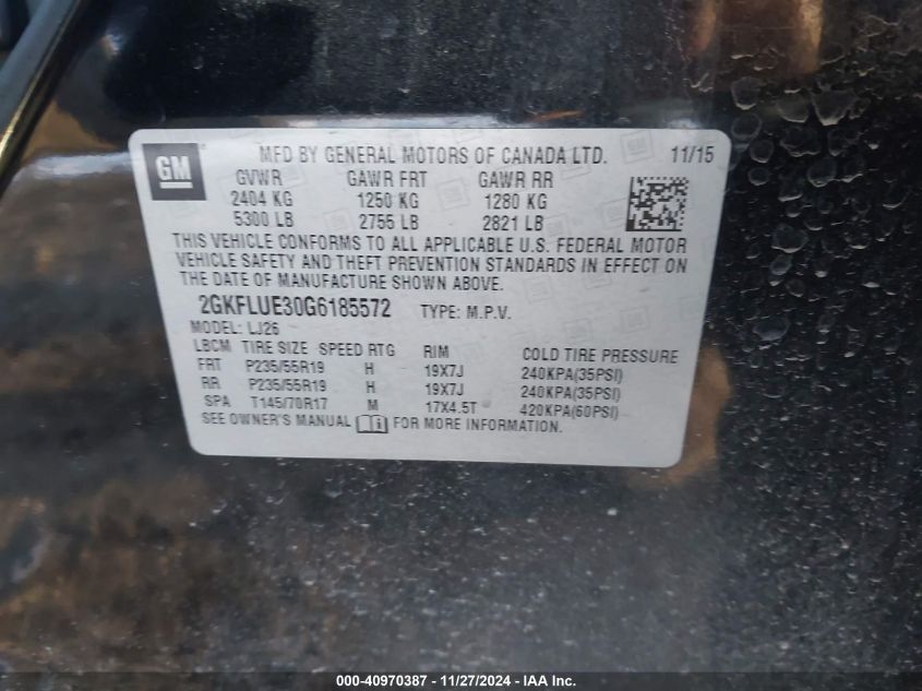 VIN 2GKFLUE30G6185572 2016 GMC TERRAIN no.9