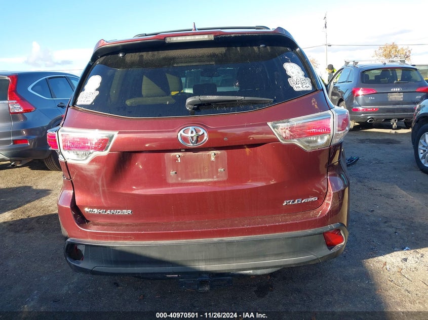 2015 TOYOTA HIGHLANDER XLE V6 - 5TDJKRFHXFS185034