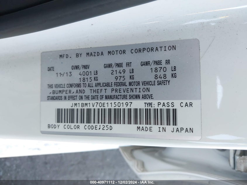 2014 MAZDA MAZDA3 I TOURING - JM1BM1V70E1150197