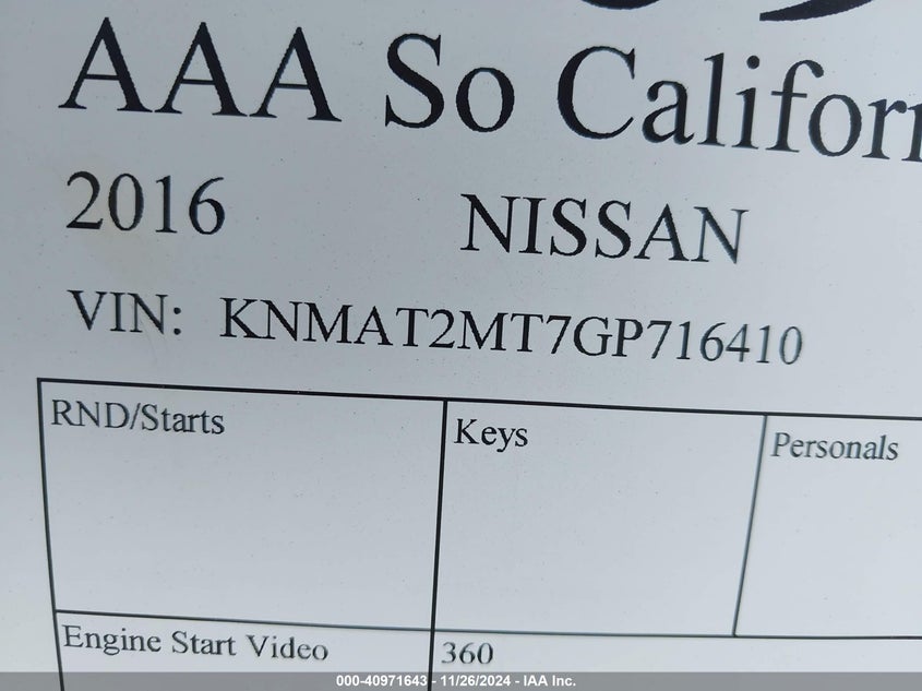 2016 NISSAN ROGUE SV - KNMAT2MT7GP716410