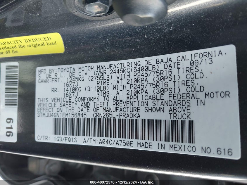 2014 TOYOTA TACOMA VIN: 3TMJU4GN1EM156845